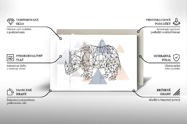 Főzőlap védő üveglap Line art orrszarvú