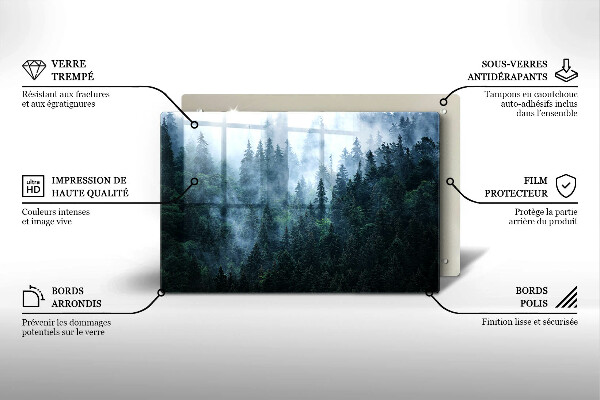 Főzőlap védő üveglap Erdei fák és köd