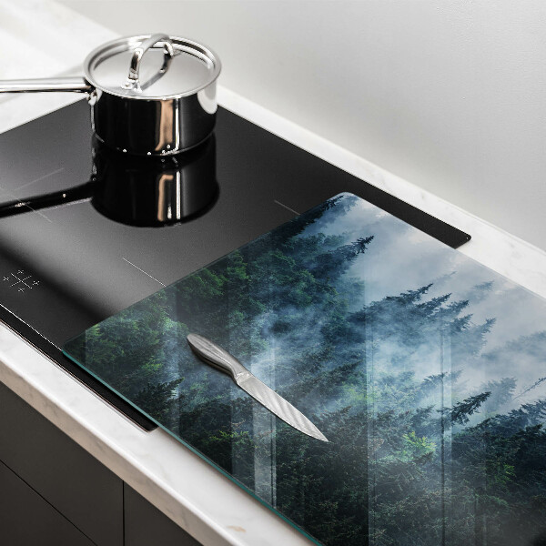 Főzőlap védő üveglap Erdei fák és köd
