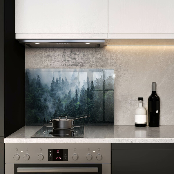 Főzőlap védő üveglap Erdei fák és köd