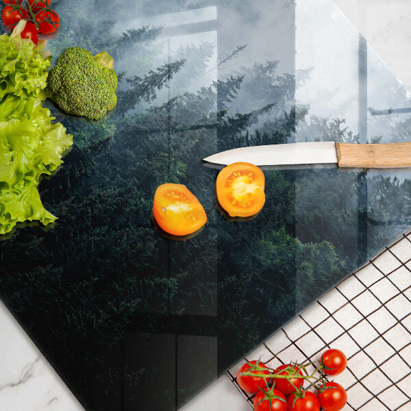 Főzőlap védő üveglap Erdei fák és köd