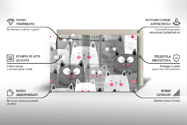 Főzőlap védő üveglap Macskák illusztráció