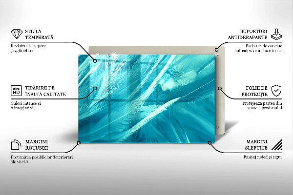 Tűzhelyvédő üveglap Finom tollak