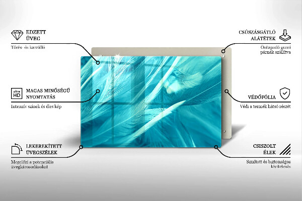 Tűzhelyvédő üveglap Finom tollak