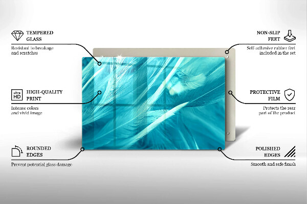 Tűzhelyvédő üveglap Finom tollak