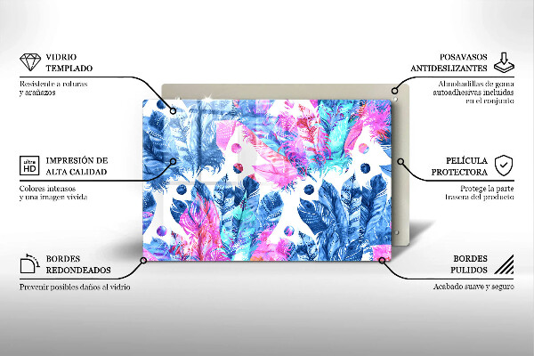 Tűzhelyvédő üveglap Tollak boho illusztráció