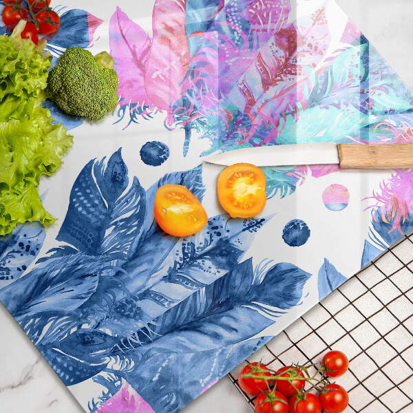 Tűzhelyvédő üveglap Tollak boho illusztráció