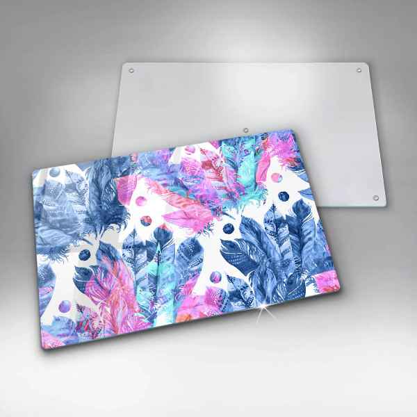 Tűzhelyvédő üveglap Tollak boho illusztráció