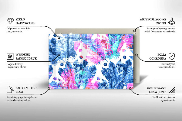 Tűzhelyvédő üveglap Tollak boho illusztráció