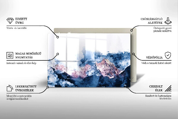 Tűzhelyvédő üveglap Absztrakt festett hegyek