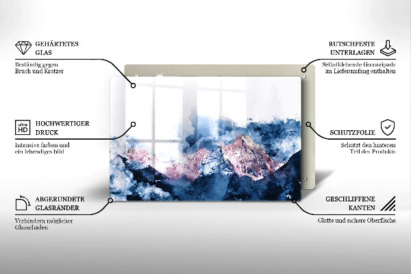 Tűzhelyvédő üveglap Absztrakt festett hegyek