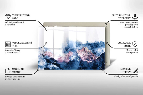 Tűzhelyvédő üveglap Absztrakt festett hegyek