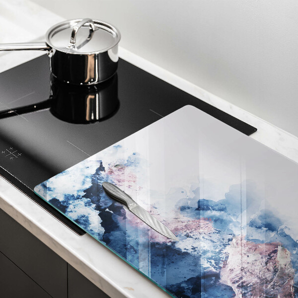 Tűzhelyvédő üveglap Absztrakt festett hegyek