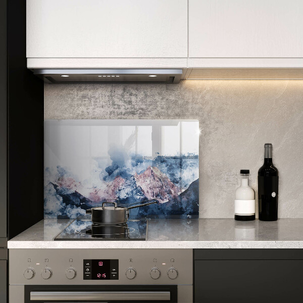 Tűzhelyvédő üveglap Absztrakt festett hegyek