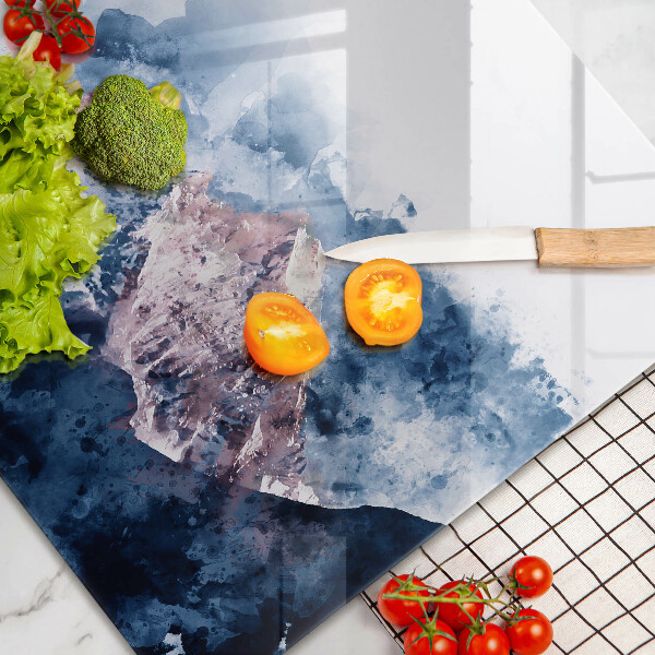 Tűzhelyvédő üveglap Absztrakt festett hegyek