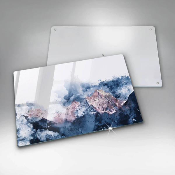 Tűzhelyvédő üveglap Absztrakt festett hegyek