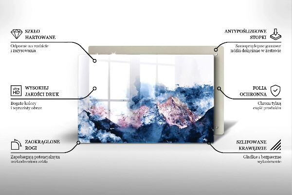 Tűzhelyvédő üveglap Absztrakt festett hegyek