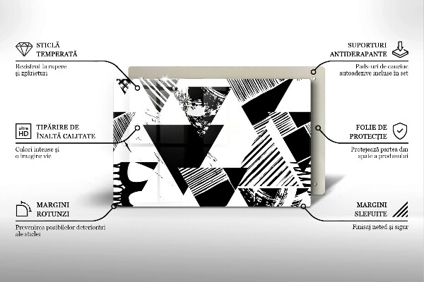 Tűzhelyvédő üveglap Geometriai háromszögek