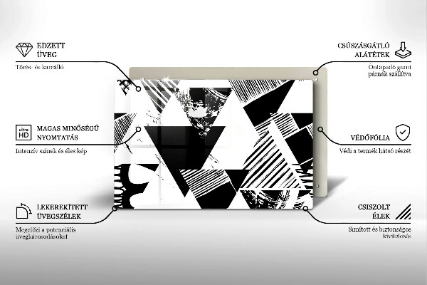 Tűzhelyvédő üveglap Geometriai háromszögek