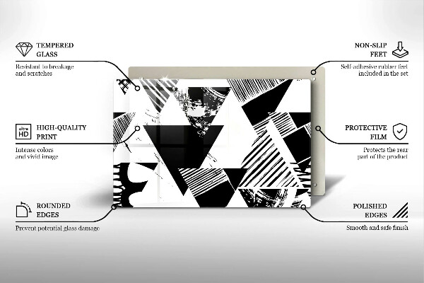 Tűzhelyvédő üveglap Geometriai háromszögek