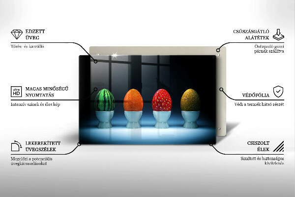Főzőlap védő üveglap Absztrakt gyümölcs tojás