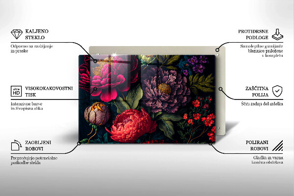 Tűzhelyvédő üveglap Gyönyörű virágok