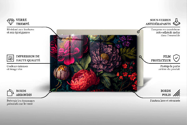 Tűzhelyvédő üveglap Gyönyörű virágok