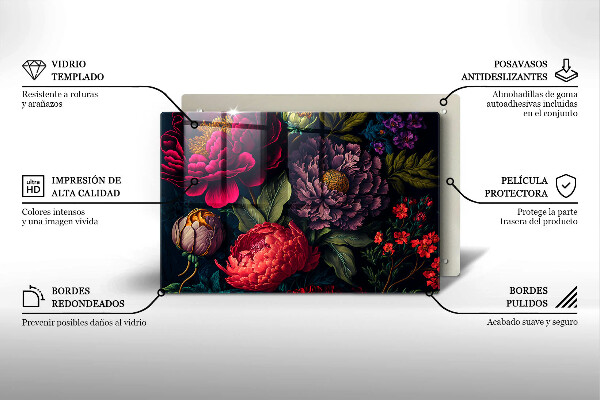 Tűzhelyvédő üveglap Gyönyörű virágok