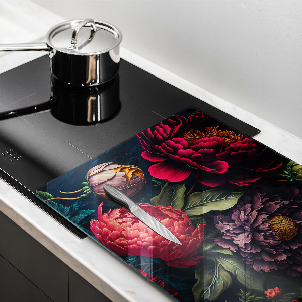 Tűzhelyvédő üveglap Gyönyörű virágok