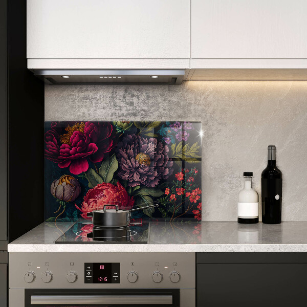 Tűzhelyvédő üveglap Gyönyörű virágok