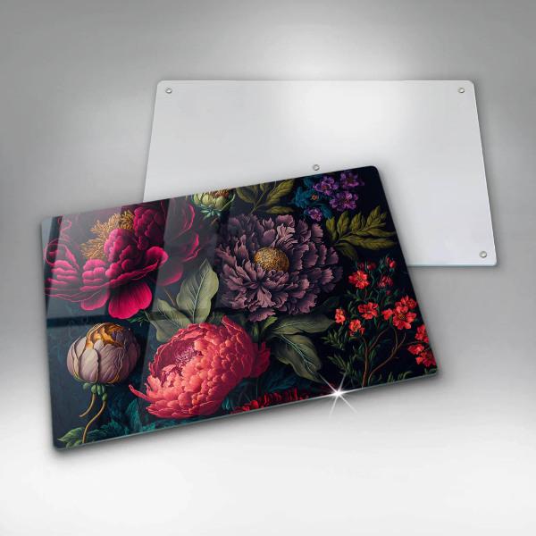 Tűzhelyvédő üveglap Gyönyörű virágok