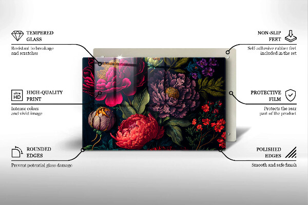 Tűzhelyvédő üveglap Gyönyörű virágok