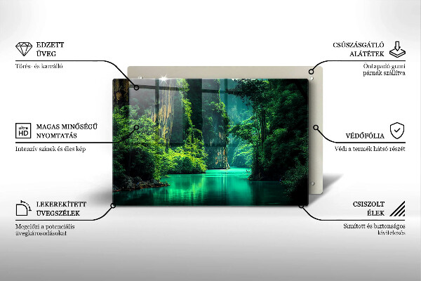 Tűzhelyvédő üveglap Lagúna táj