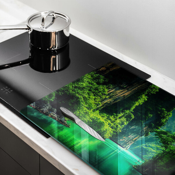 Tűzhelyvédő üveglap Lagúna táj