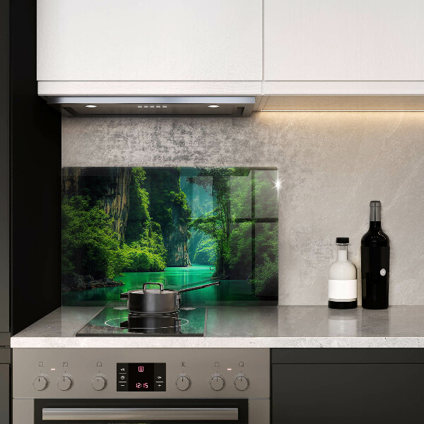 Tűzhelyvédő üveglap Lagúna táj