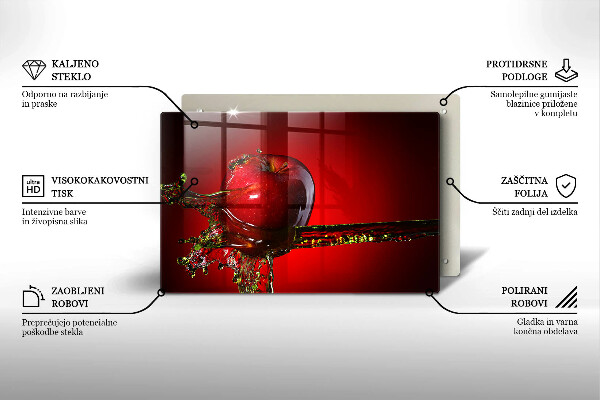 Tűzhelyvédő üveglap Alma gyümölcs vízben