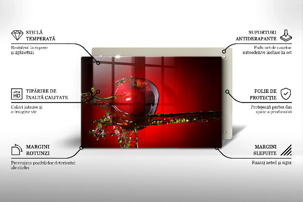 Tűzhelyvédő üveglap Alma gyümölcs vízben