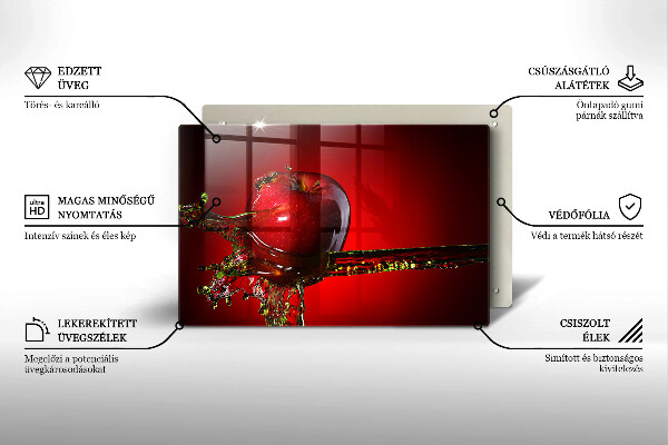 Tűzhelyvédő üveglap Alma gyümölcs vízben