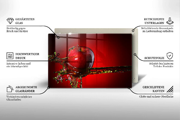 Tűzhelyvédő üveglap Alma gyümölcs vízben