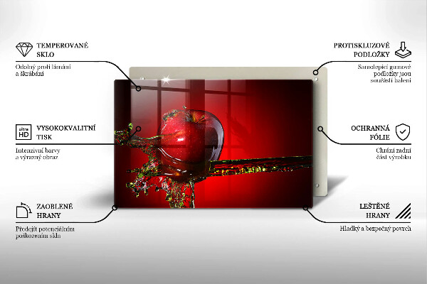 Tűzhelyvédő üveglap Alma gyümölcs vízben