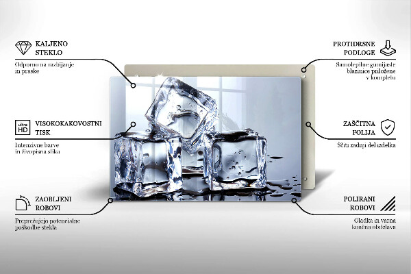 Tűzhelyvédő üveglap Jégkockák