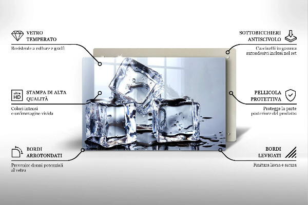 Tűzhelyvédő üveglap Jégkockák