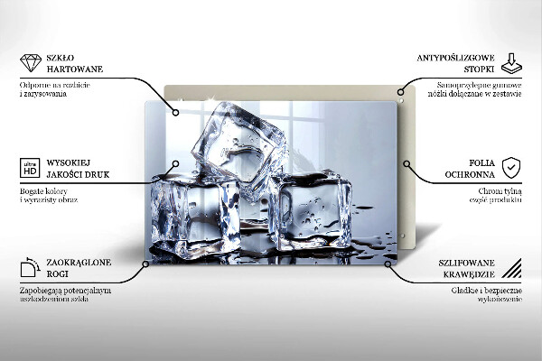 Tűzhelyvédő üveglap Jégkockák