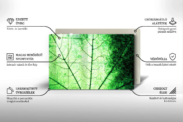Tűzhelyvédő üveglap Dekoratív érlevél