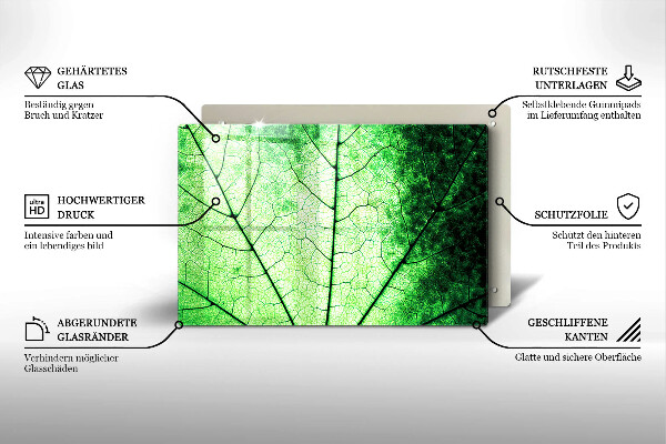 Tűzhelyvédő üveglap Dekoratív érlevél