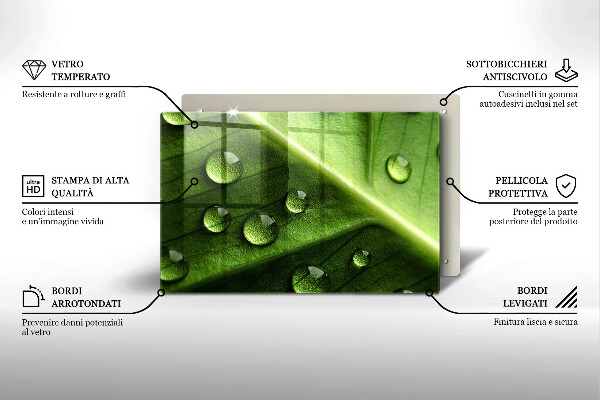 Tűzhelyvédő üveglap Természet harmat és levél