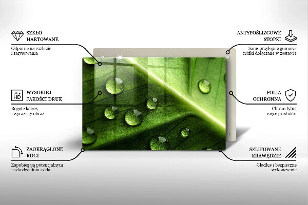 Tűzhelyvédő üveglap Természet harmat és levél
