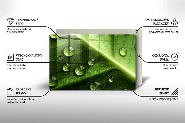 Tűzhelyvédő üveglap Természet harmat és levél