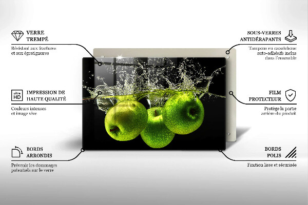 Főzőlap védő üveglap Zöld alma és víz