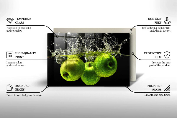 Főzőlap védő üveglap Zöld alma és víz